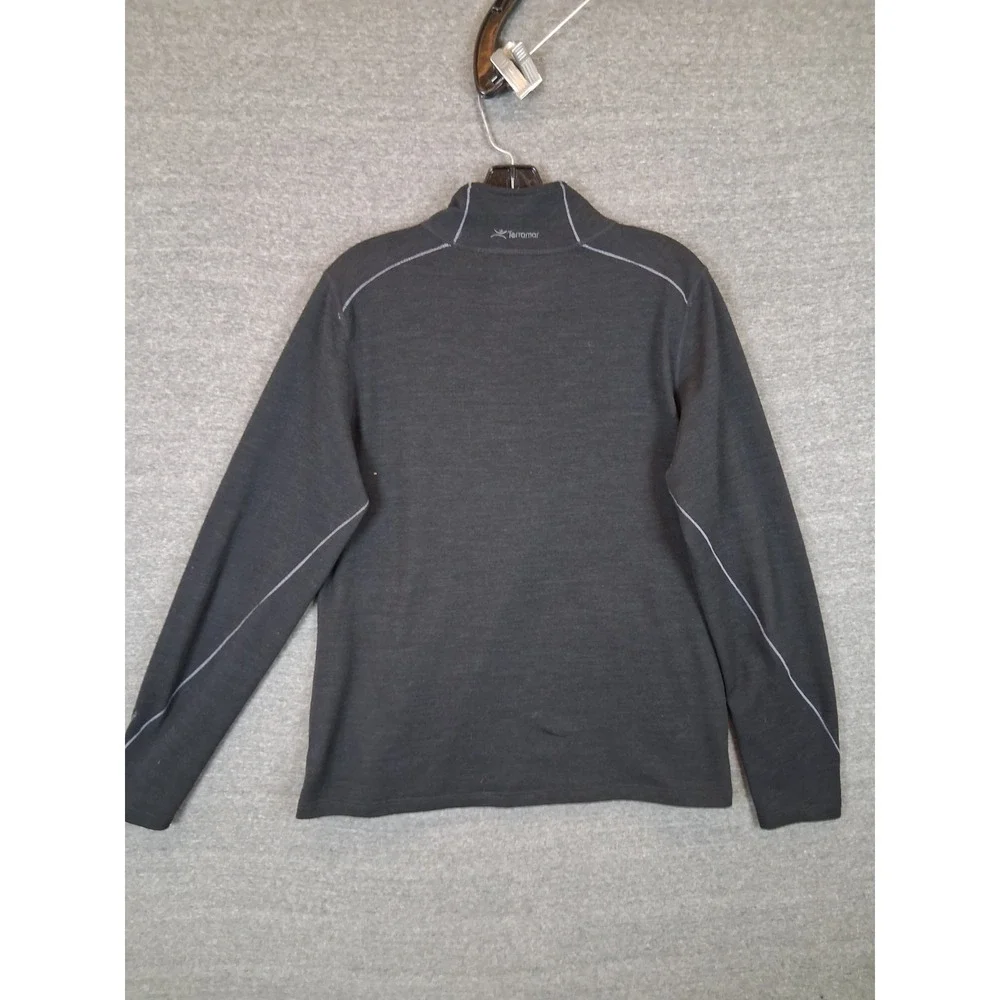 Terramar Womens Jacket XL‎ Black Fleece 1/4 Zip Merino Wool Blend Baselayer